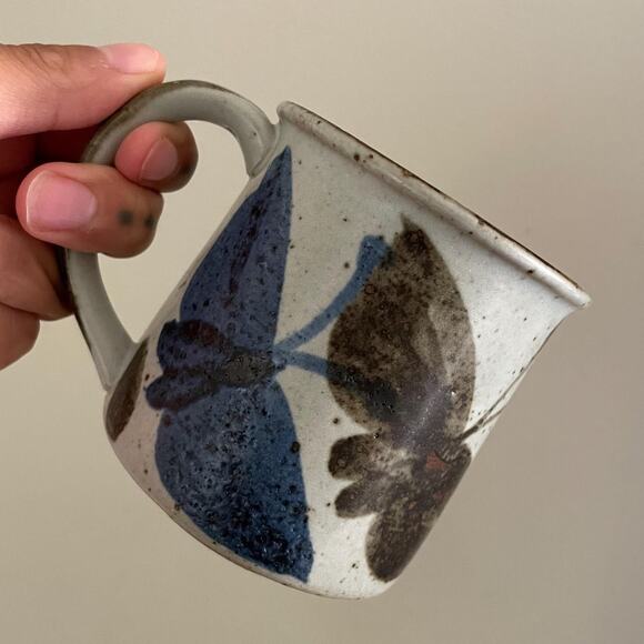 Otagiri Style Stoneware Speckled Butterfly Vintage Mug Boho Kitchenware - Picture 1 of 6
